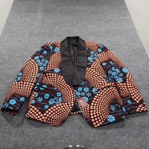 Southern Gents Blazer 46 2XL Brown Blue Orange Floral Polka‎ Dot Shawl Collar